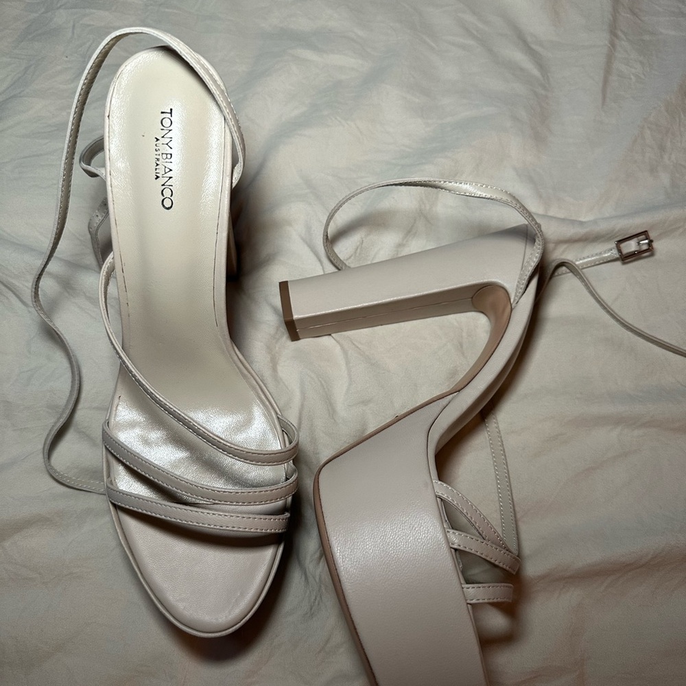 Tony Bianco Cream Strappy Heels - Picture 2 of 3